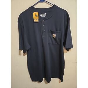 Men’s Carhartt Shirt Navy Size M NWT Buttons Up Front Pocket Henley